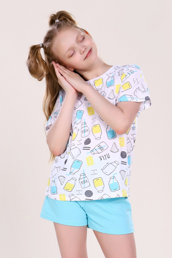 Пижама детская для девочек с шортами "Tasty milk"